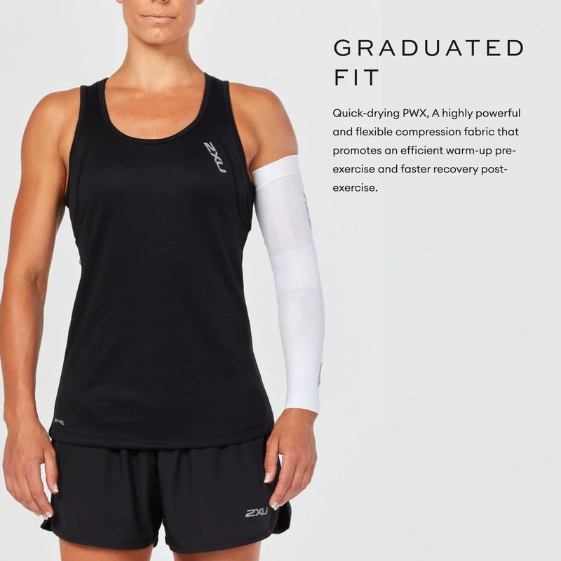 2XU Compression Flex Arm Sleeve - Small - White/Grey - Image 4
